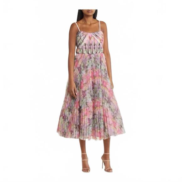 NEW HUTCH tulip tulle midi dress in pink purple
